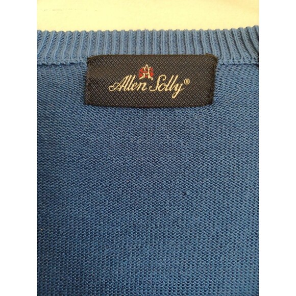 Allen Solly blue silkblend Vneck sweater mens M pullover classic golf office - Picture 2 of 8